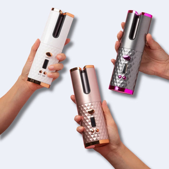 Hair curler color options in hands