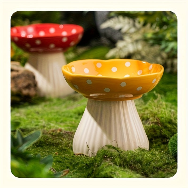 Decorative Resin Mushroom Pedestal Bowl for Cats and Small Pets