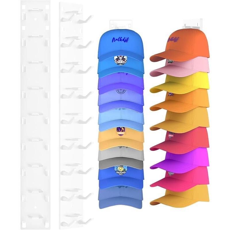 Wall-Mounted Baseball Cap Rack Organizer for Closet and Bedroom