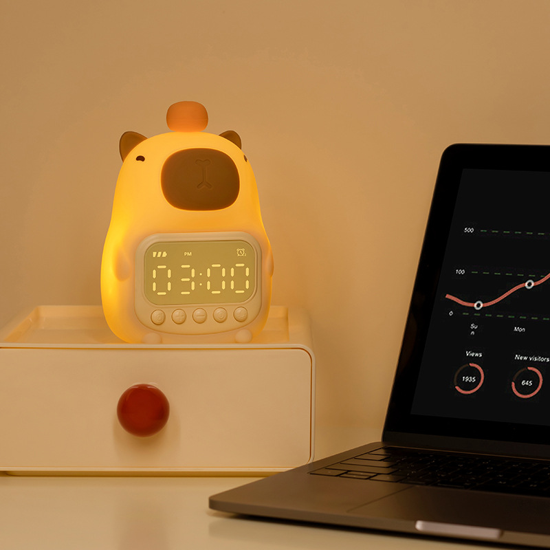 Capybara LED night light alarm clock for kids