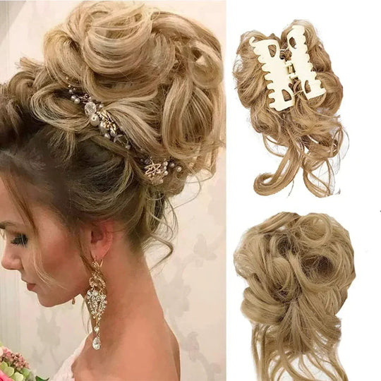 Voluminous Curly Messy Bun Clip-In Hair Piece for Effortless Updos