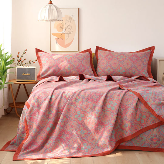 Reversible Floral Cotton Quilt and Pillowcase Set for Bedroom