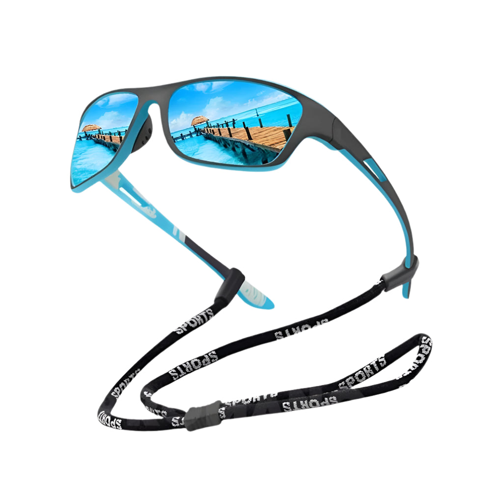 Blue polarized sports sunglasses