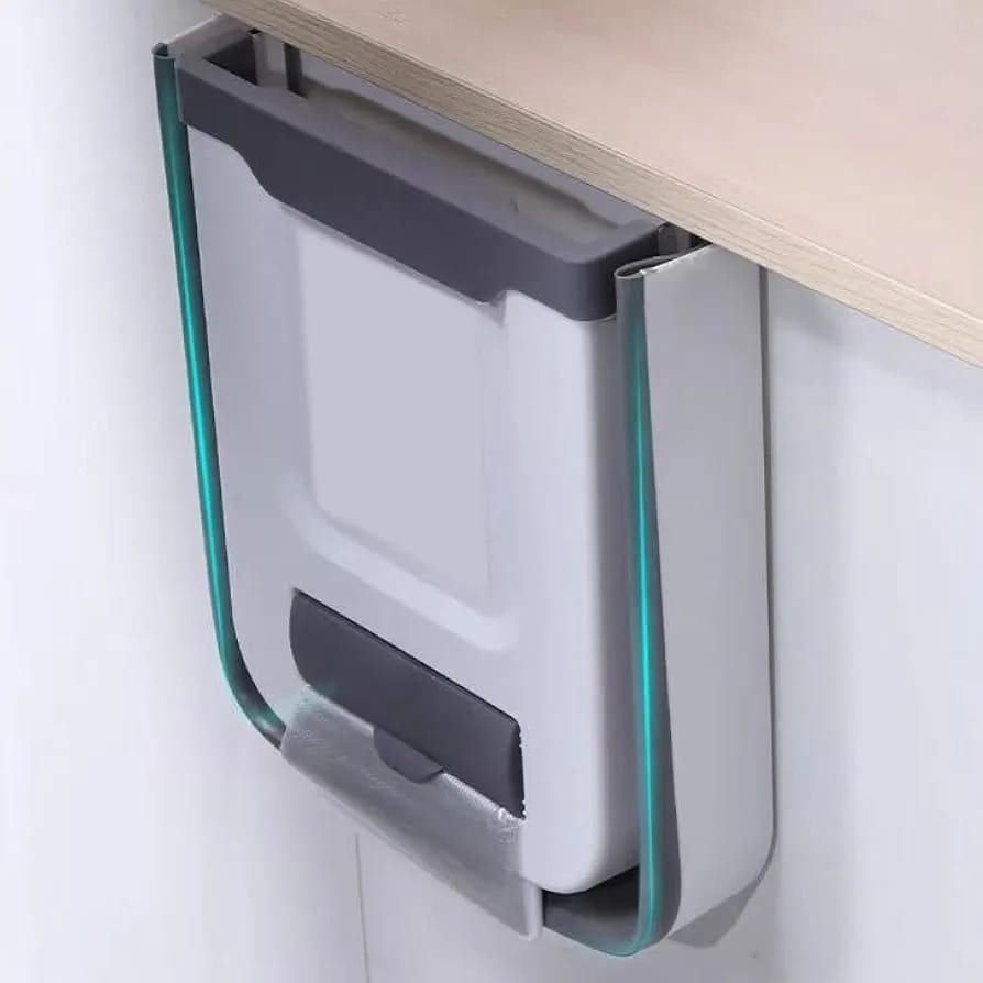 Collapsible Wall-Mounted Hanging Trash Bin for Kitchen Cabinet and Door