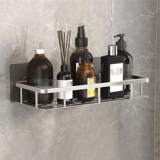 Drill-Free Adhesive Bathroom Shelf for Shower and Vanity Storage