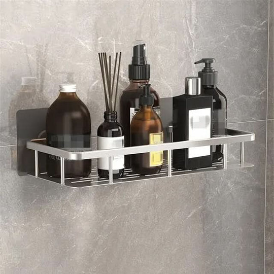 Drill-Free Adhesive Bathroom Shelf for Shower and Vanity Storage