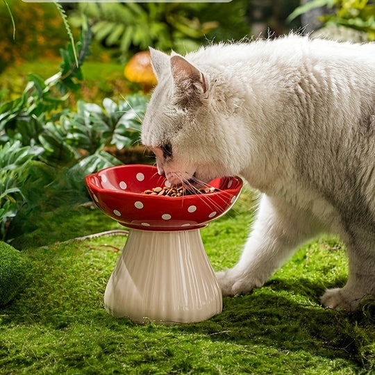 Decorative Resin Mushroom Pedestal Bowl for Cats and Small Pets