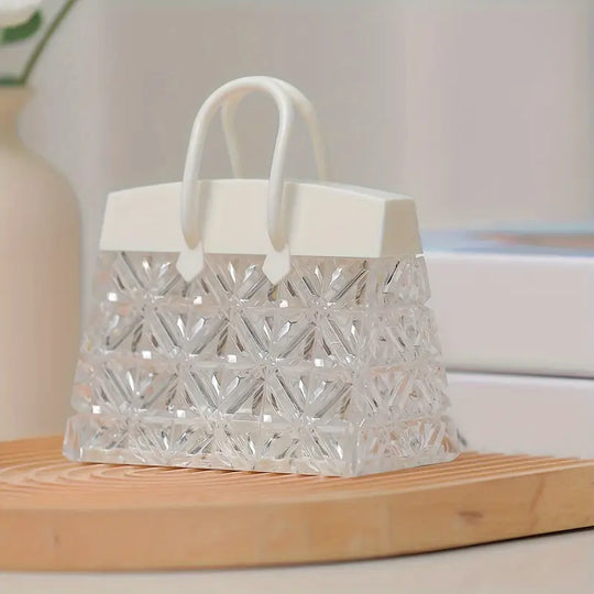 Decorative Handbag-Shaped Glass LED Table Lamp for Cozy Bedroom Ambient Lighting
