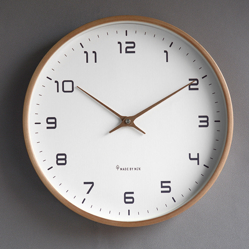 Minimalist Round Wooden Wall Clock for Living Room and Bedroom