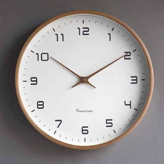 Minimalist Round Wooden Wall Clock for Living Room and Bedroom