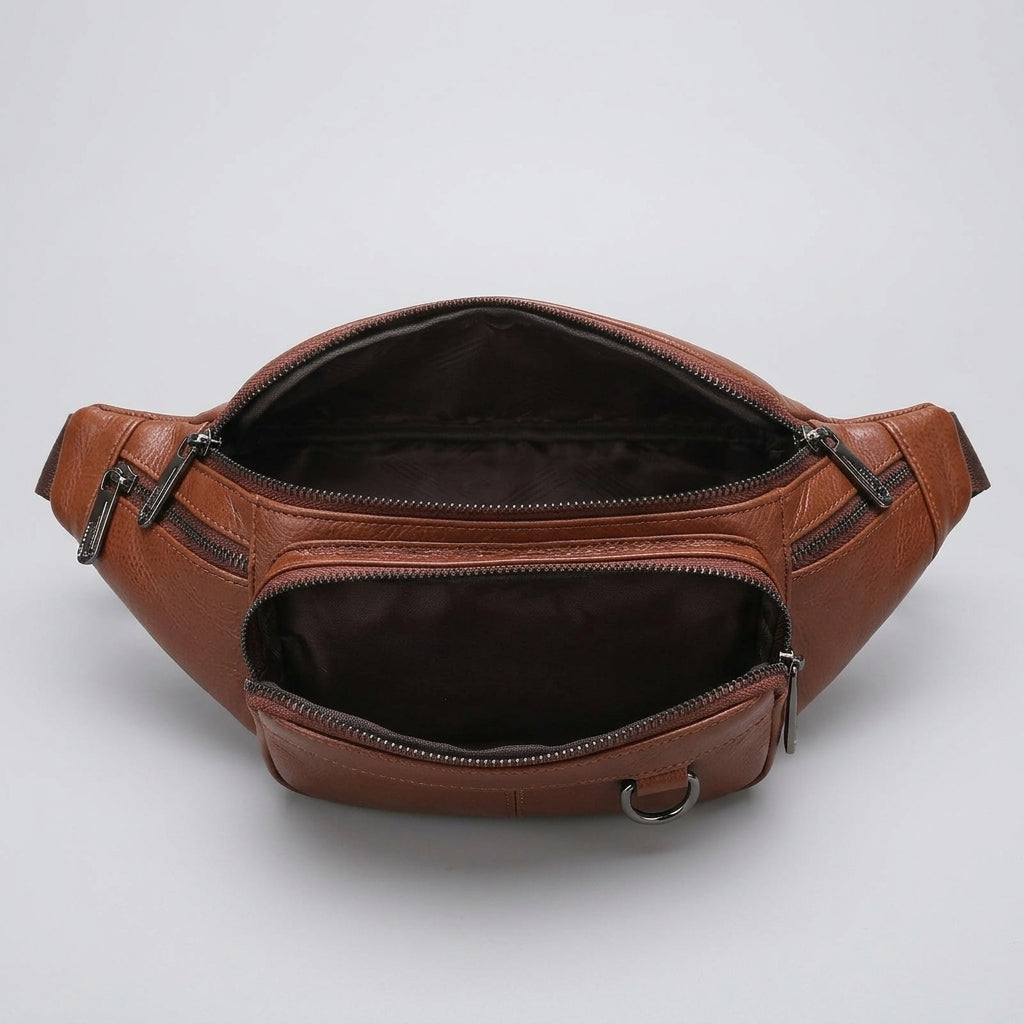 Genuine Leather Waist Fanny Pack for Travel and Outdoor Adventures