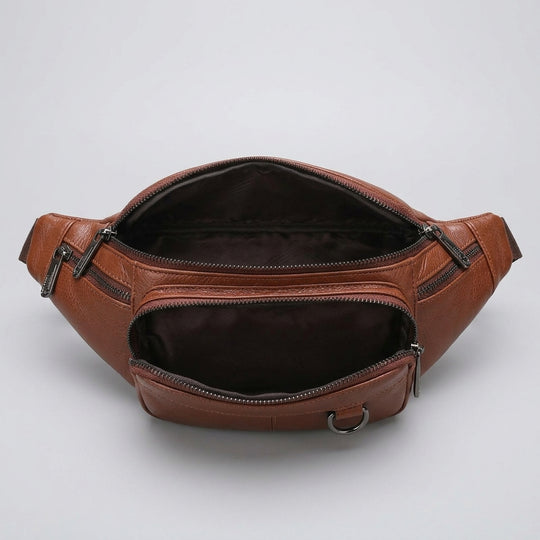 Genuine Leather Waist Fanny Pack for Travel and Outdoor Adventures