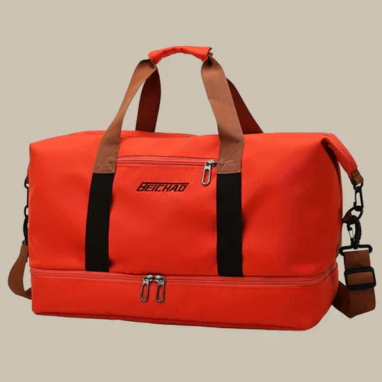 Red duffel bag