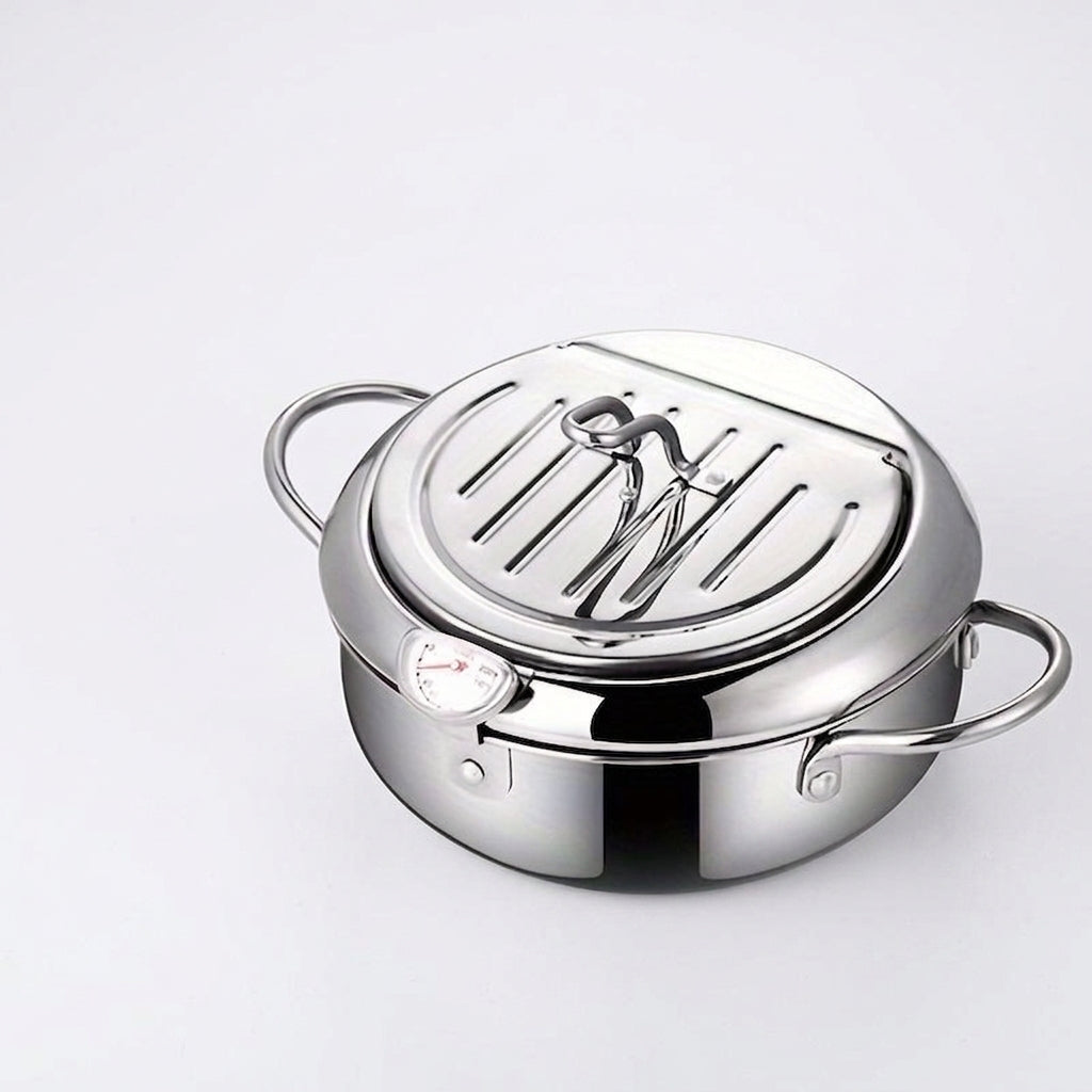Stainless steel deep fryer pot with lid