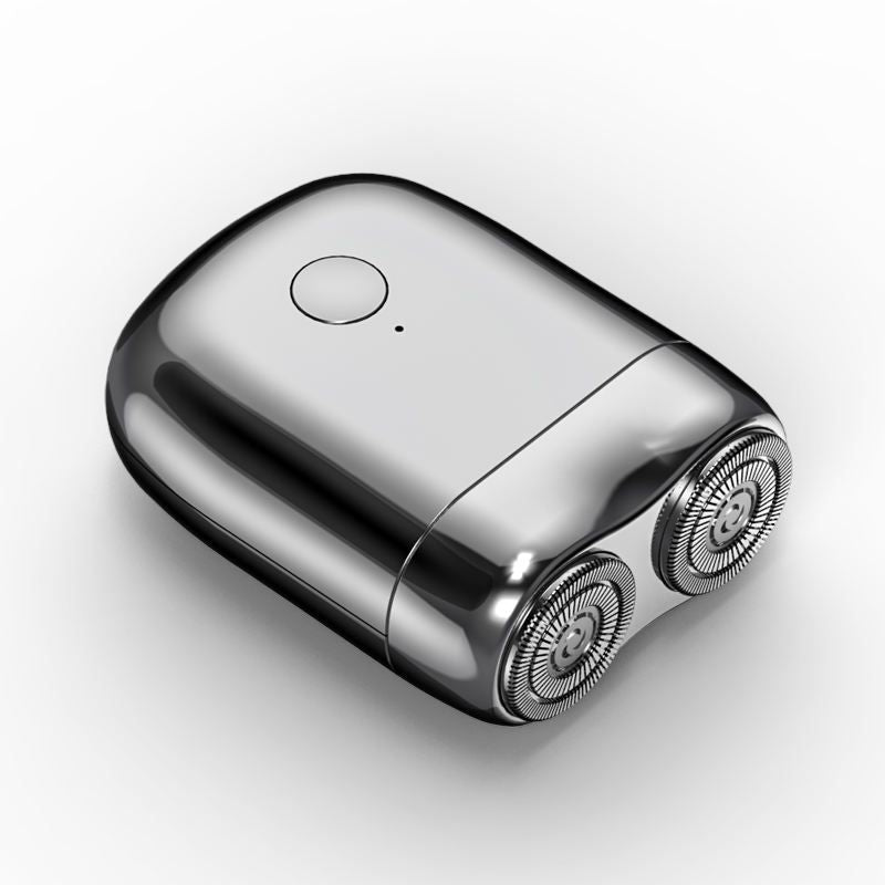 Compact Chrome Pocket Electric Shaver for Travel and On-the-Go Grooming