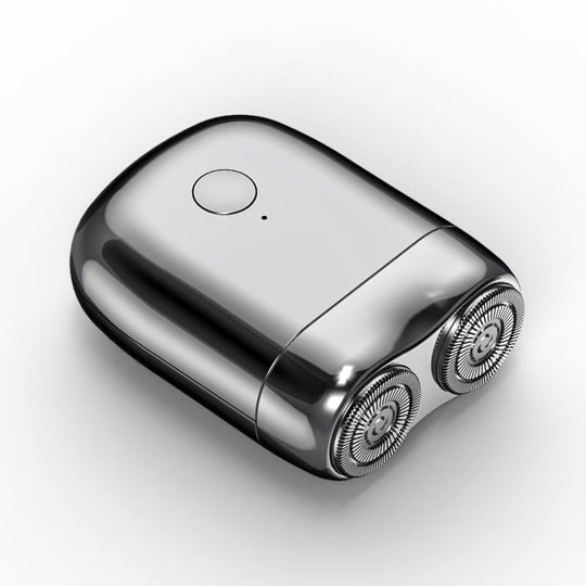 Compact Chrome Pocket Electric Shaver for Travel and On-the-Go Grooming
