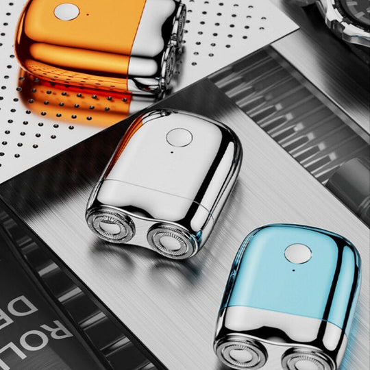 Compact Chrome Pocket Electric Shaver for Travel and On-the-Go Grooming