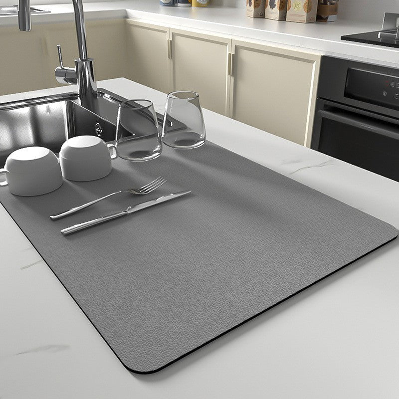 Absorbent Silicone Dish Drying Mat with Non-Slip Surface for Kitchen Counter