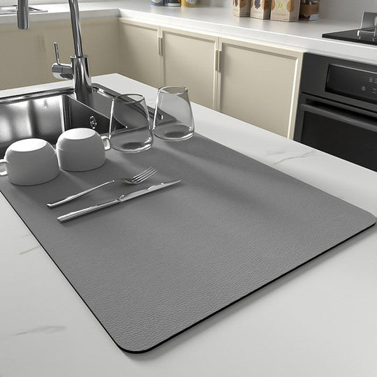 Absorbent Silicone Dish Drying Mat with Non-Slip Surface for Kitchen Counter