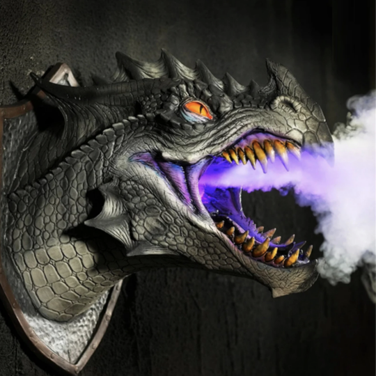 Roaring Dinosaur Head LED Wall Decor with Smoke Effect for Game Room