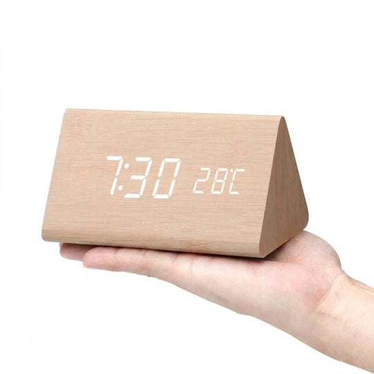 Minimalist Wooden LED Digital Alarm Clock for Bedroom and Desk