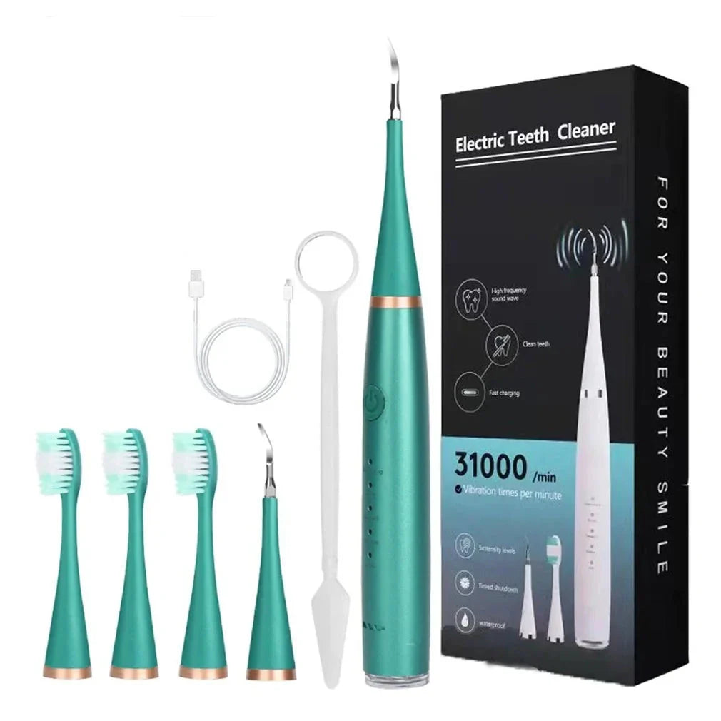 Rechargeable Sonic Dental Cleaner and Whitening Tool Set for Home Oral Care