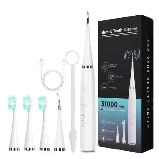 Rechargeable Sonic Dental Cleaner and Whitening Tool Set for Home Oral Care