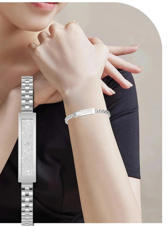 Sparkling Chain-Link Smart Bracelet Fitness Tracker with Heart Rate and Sleep Monitoring for Women