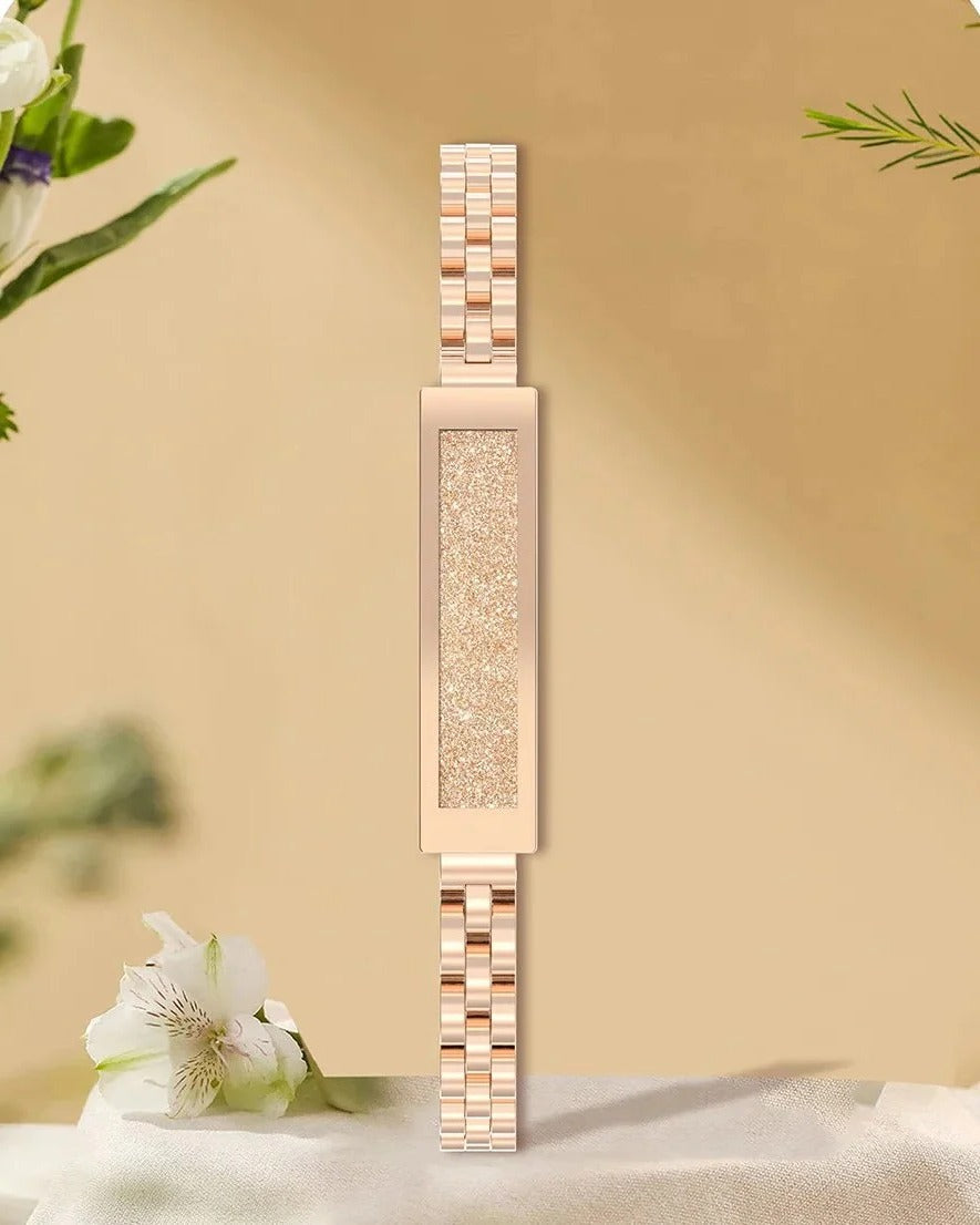 Sparkling Chain-Link Smart Bracelet Fitness Tracker with Heart Rate and Sleep Monitoring for Women