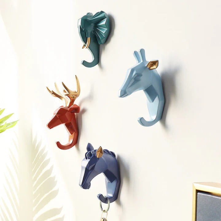 Colorful animal head hooks