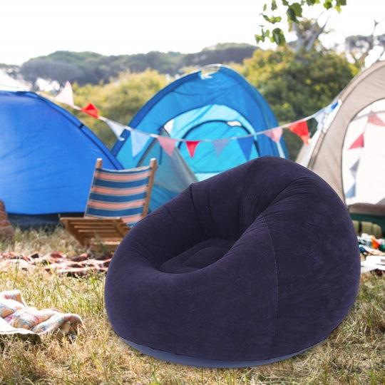 Navy inflatable chair outdoors