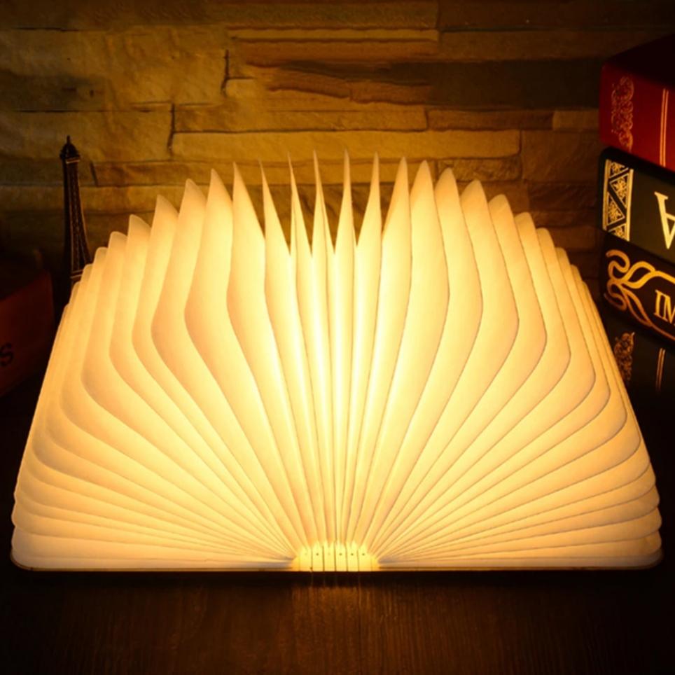 Foldable book lamp warm glow
