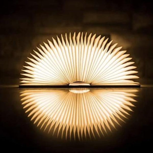 Book lamp closed with wooden cover