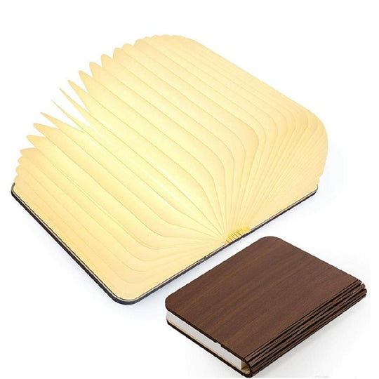 Foldable book lamp on a shelf