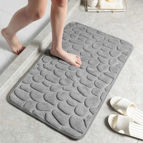 Plush Non-Slip Pebble Memory Foam Bath Mat for Bathroom