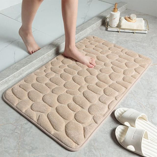 Plush Non-Slip Pebble Memory Foam Bath Mat for Bathroom