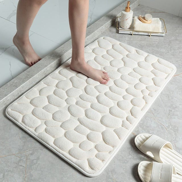 Plush Non-Slip Pebble Memory Foam Bath Mat for Bathroom