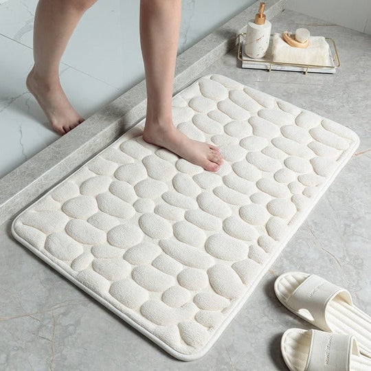 Plush Non-Slip Pebble Memory Foam Bath Mat for Bathroom