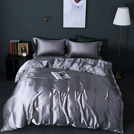 Silk satin bedding set Dark Silver