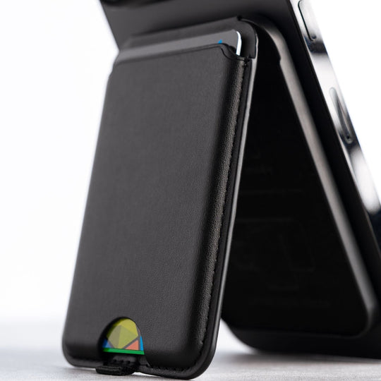 Magnetic card wallet and phone stand back