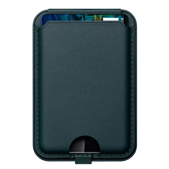 Green magnetic card wallet and phone stand