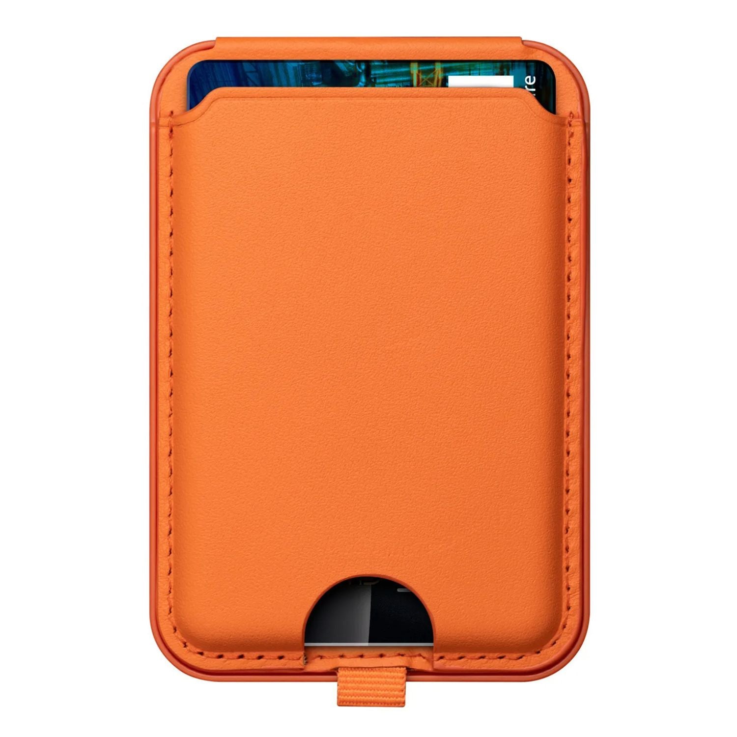 Orange magnetic card wallet and phone stand