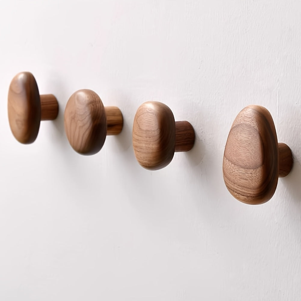 Pebble Shaped Wooden Wall Hooks for Entryway Decor
