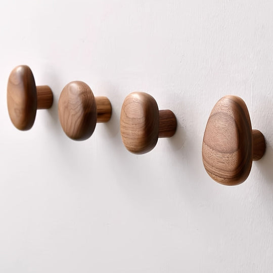 Pebble Shaped Wooden Wall Hooks for Entryway Decor