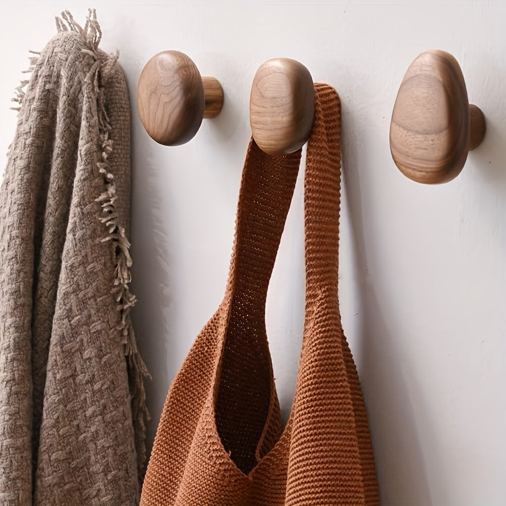 Pebble Shaped Wooden Wall Hooks for Entryway Decor