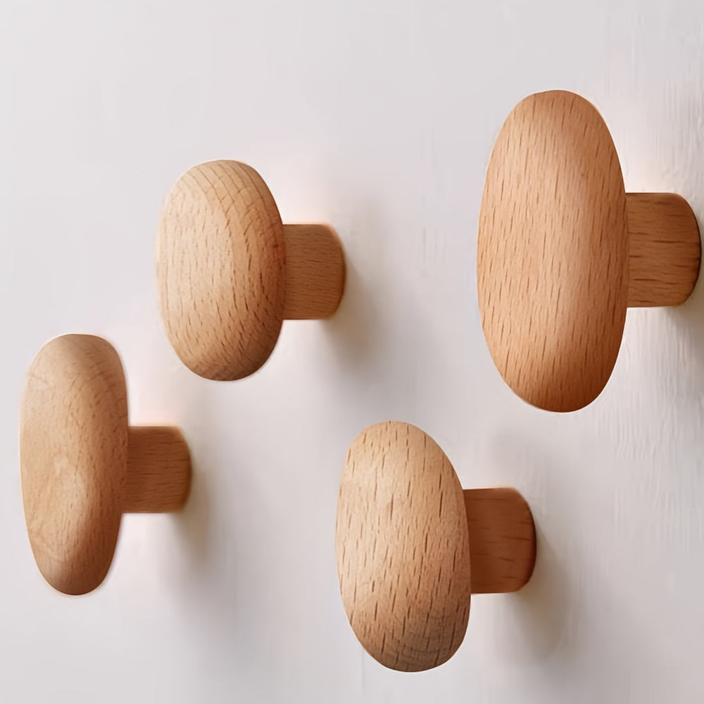 Pebble Shaped Wooden Wall Hooks for Entryway Decor