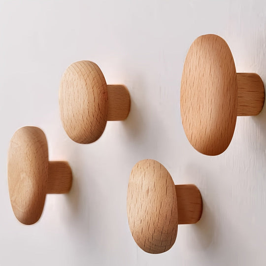 Pebble Shaped Wooden Wall Hooks for Entryway Decor