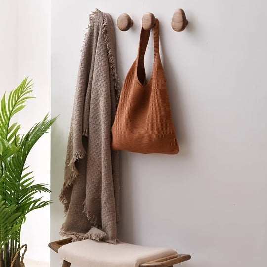 Pebble Shaped Wooden Wall Hooks for Entryway Decor