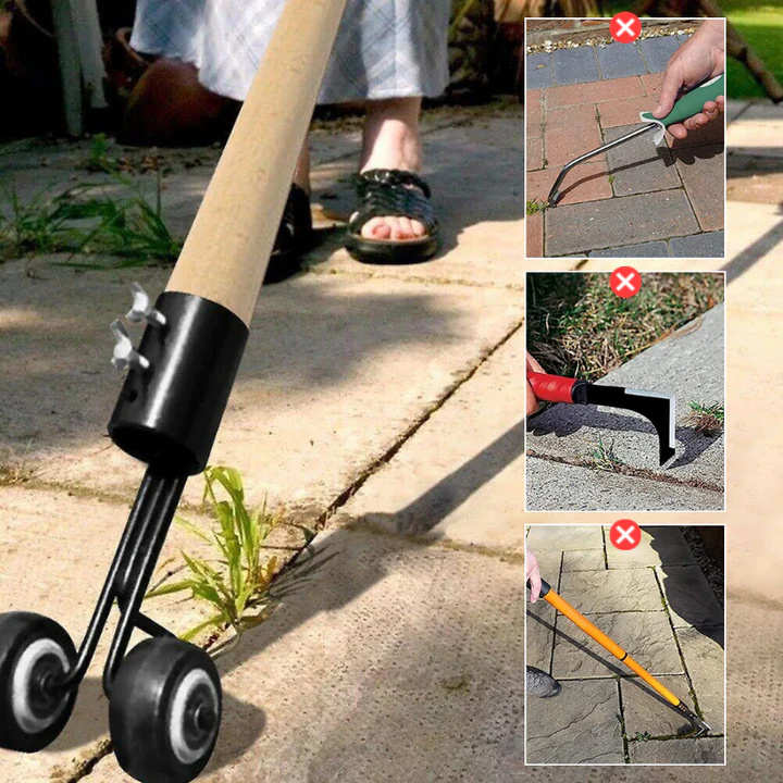 Stand-Up Long-Handle Gap Weeder Tool for Patios and Garden Paths