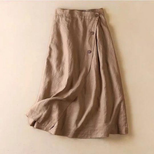 Linen A-Line Midi Skirt for Everyday Wear
